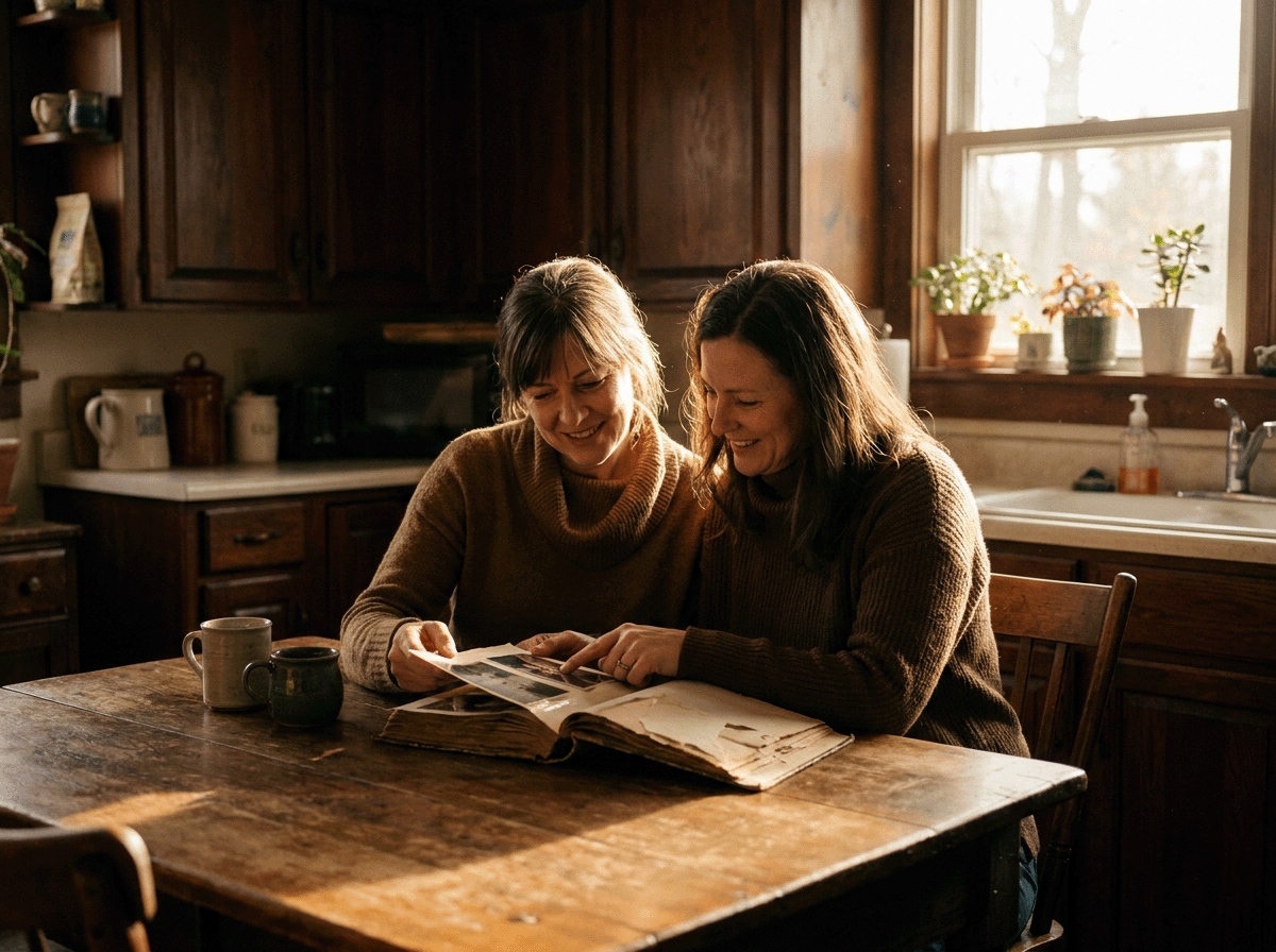 Sisters laughing